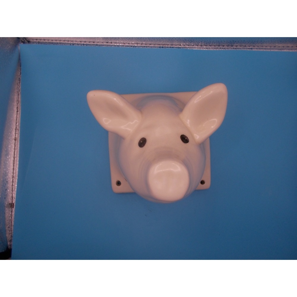 Vintage Pig Head Wall Mount Bust Cream Farmhouse Decor Animal Towel Holder